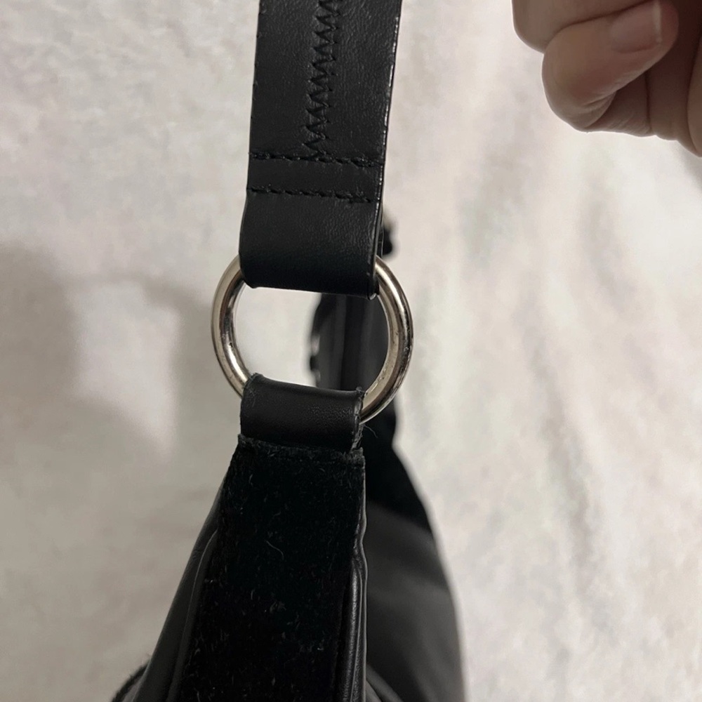 NWOT Etienne Aigner Black Leather & Suede Hobo Shoulder Bag Purse Y2K - Picture 8 of 11